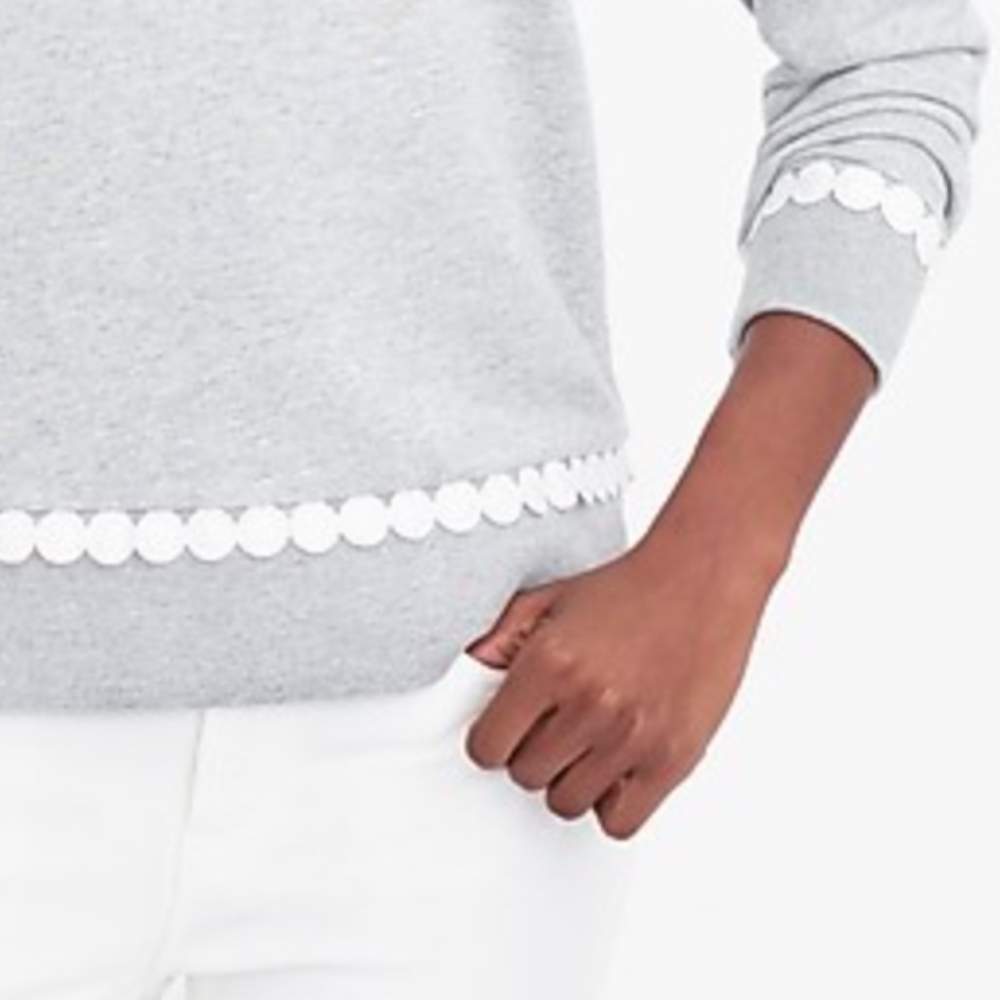 J. Crew Gray Pom Pom Sweatshirt Size Medium - Picture 7 of 14